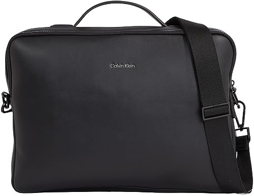 Calvin Klein Hombre Bolsa para portátil piel sintética, Negro (Ck Black), Talla Única