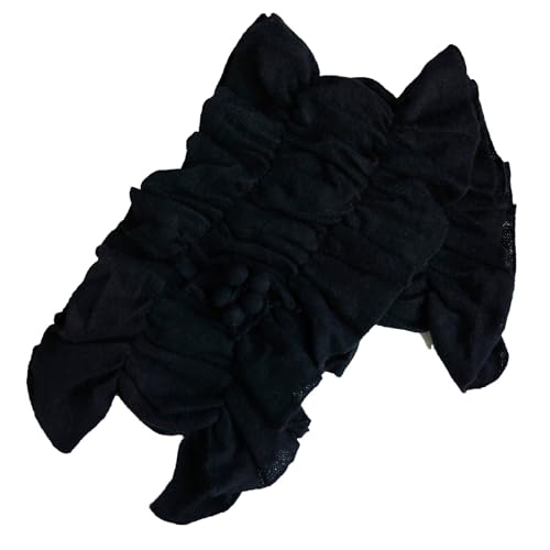 Ruched Wool/Angora Knit stretchable Cold Weather Fashion Scarf with stitched Flower Black4