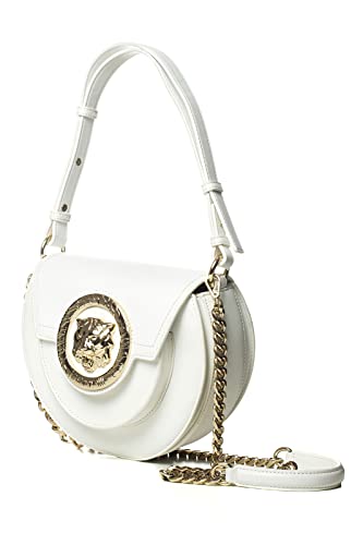 Just Cavalli Bolsos Mujer Blanco Bolso circular de hombro con parche logo, Color blanco., Talla única Just Cavalli Bolsos Mujer Blanco Bolso circular de hombro con parche logo, Color blanco., Talla única
