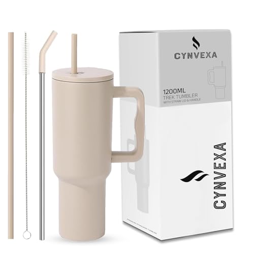 Image of CYNVEXA Personalized with Your Name, Tumbler with lid and Straw 1200ML Cup Stainless Steel Vacuum Insulated Tumbler for Water, Iced Tea or Coffee 1.2L Office Gym Travelling (Khakhi)