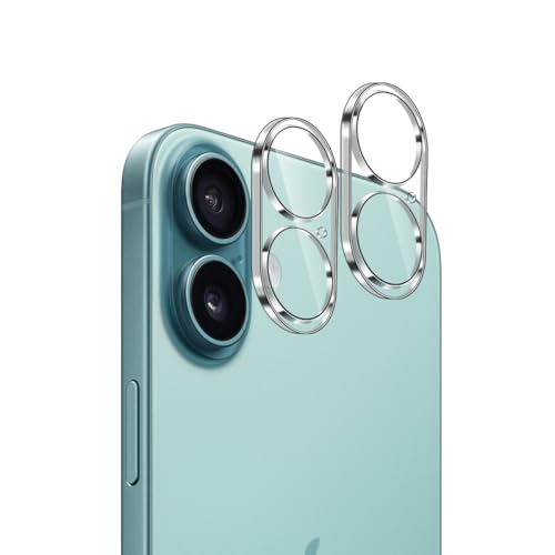 Lutree per iPhone 16/ iPhone 16 Plus Vetro Temperato Pellicola Fotocamera, 2 Pezzi Durezza 9H HD Lente Protettiva, Anti-Graffio Senza Bolle Fotocamera Protezione -Transparent