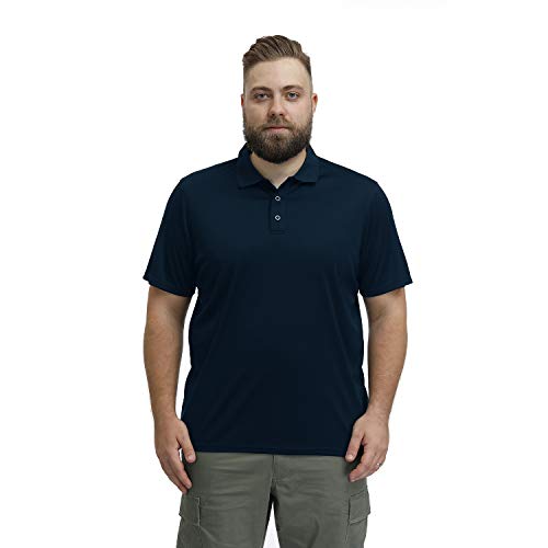 MOHEEN Men's Polo Shirts Short Sleeve Moisture Wicking Performance Athletic Casual Golf Collared Shirt Navy L
