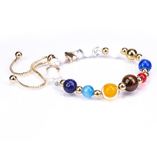 EMPORIA Pulsera de perlas Galaxy con nueve planetas, buena suerte, seguridad,...