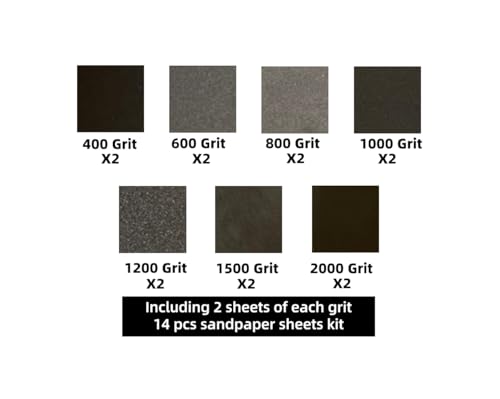 Image of Aventurine 14pcs Sandpaper 400 to 2000 Grits, Wet and Dry Sandpaper 9x3.6 Inch for Cars Polishing Metals Walls Wood Furniture Sanding, 400 600 800 1000 1200 1500 2000 Grit Wet /Dry Sandpaper Kit