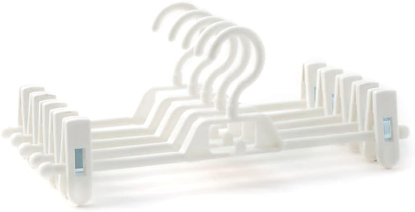 衣類ベーシックハンガー 5パックパンツハンガークリップ付きプラスチックスカートハンガー省スペースズボンクリップハンガーズボンジーンズ