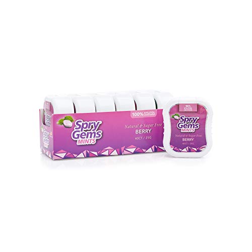 Spry Gems Natural Berry Xylitol Mints - On-The-Go Oral Care Sugar Free Mints - 40 Count (6 Pack) #TOP1