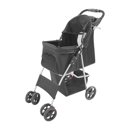 Donened - Passeggino per animali domestici, con cestino per la spesa, ruote con freni a 360°, per cani di taglia media fino a 15 kg