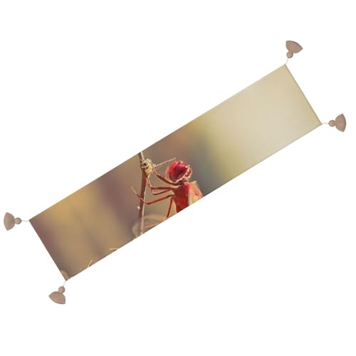 Chemin de table lin antitache libellule rouge table mariage automne - 3