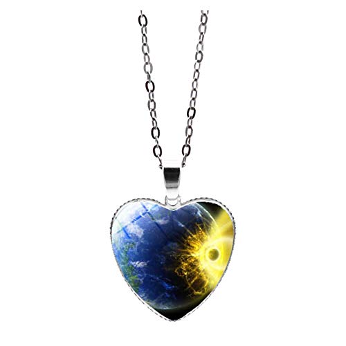 Solar System Necklace Nebula Galaxy Planet Pendant Double Side Glass Crystal Ball Universe Necklace Handmade Jewelry Set