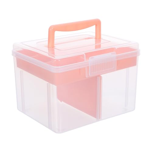 Boîte de rangement plastique compartimentée rose pour organiser le bureau - 2