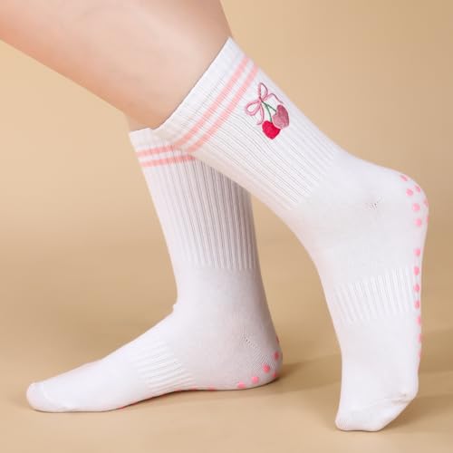 Image of Jspupifip Cute Pilates Socks for Women | Non Slip Yoga Socks with Grips for Barre Workout Athletic Hospital