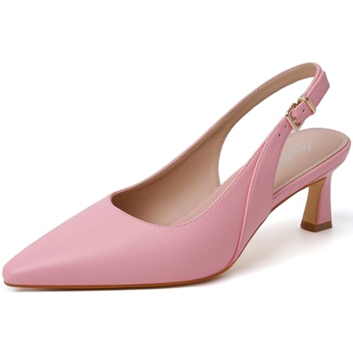Image of Mostrin Kitten Heels for Women Slingback Pointed Closed Toe Heels Women's Pumps Shoes for Wedding, Party, Commuting
