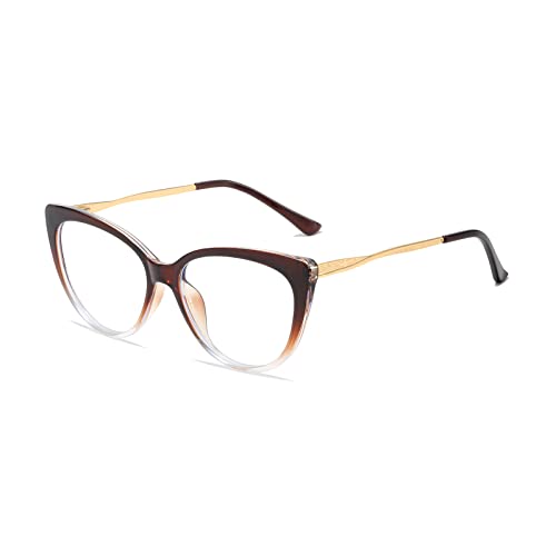 Image of LJCZKA Cat Eye Blue Light Blocking Glasses Anti Eye Strain Computer Glasses Women Fashion Clear Frame Eyeglasses