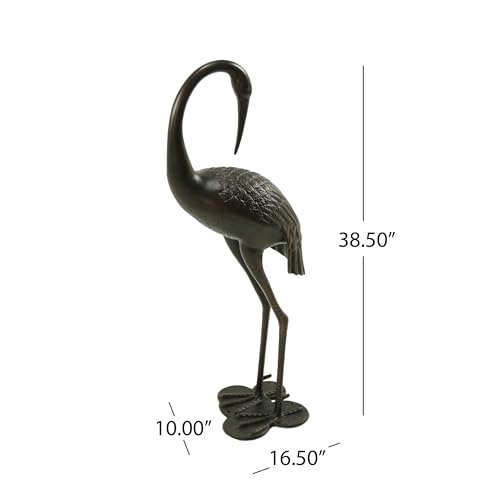 Merax 1 Piece 39 Inch Rust-Proof Aluminum Crane Garden Statues - Dark Bronze Outdoor Bird Decor, Handcrafted Metal Art for Patio, Yard, or Pond, No Assembly Required by Merax - Used condition - Image 2