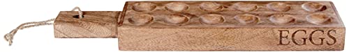 Mud Pie Bandeja de madeira para ovos desviados, 21,5 cm x 35,5 cm, marrom