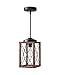 DEWENWILS Farmhouse Pendant Light, Metal Hanging Light Fixture with Wooden Grain Finish, 48 Inch Adjustable Pipes for Flat and Slop Ceiling, Kitchen Island, Bedroom, Dining Hall, E26 Base