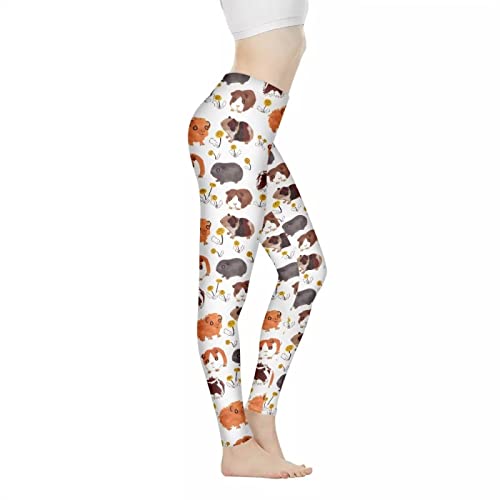 Coloranimal Damen Yogahose Hohe Taille volle Länge Sport Leggings Stärke Bauchkontrolle Athletic Pants (XS-3XL, Süßes Meerschweinchen, XXL Cover