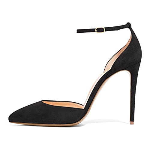 FSJ Women Sexy Ankle Strap Pumps Pointed Toe Stiletto High Heel D'Orsay Dress Shoes Size 4-15 US