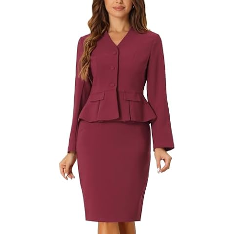 Allegra K Women's Long Sleeve Blazer Suit Set Cover