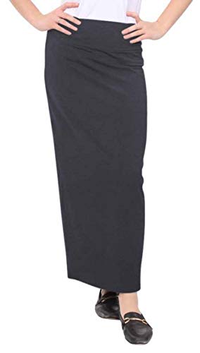 Kosher Casual Women's Modest Cotton Stretch Long Maxi Pencil Skirt Medium Dark Charcoal Grey