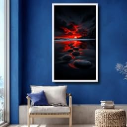 Toile Coucher de soleil sur l'océan xbtykpb decoration interieure moderne abstraite 55 x 100 cm