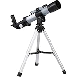 ULTECHNOVO Telescope for Kids Beginners Adults, Aperture Refractor Telescopes for Astronomy Beginners, Portable Travel Telescope with Tripod, Astronomy Gifts for Kids Silver