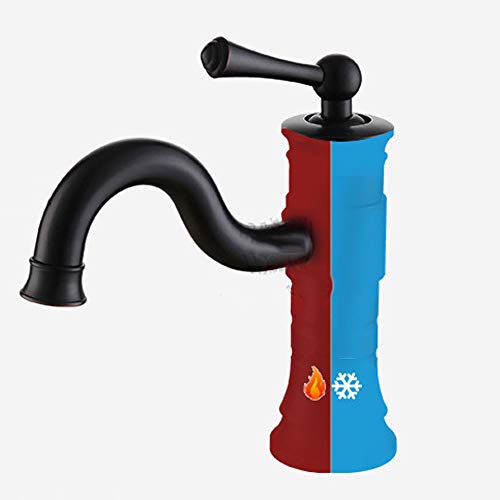 Grifo de latón negro mate monomando con agua fría y caliente para lavabo de diseño superior 7