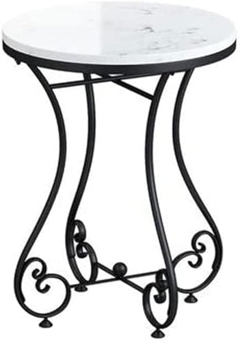 Image of Simple Modern Bedside Side Table with Farmhouse Accent Coffee Table, Engineer Top Metal Living Room Sofa, Round Table (White & Black)