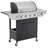 4 Burner BBQ Propane Gas Grill, Outdoor Stainless Steel...