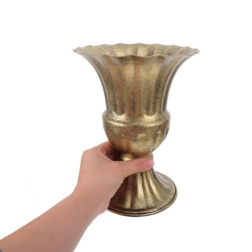Pot de fleurs rustique intérieur et extérieur, jardinière vintage dorée