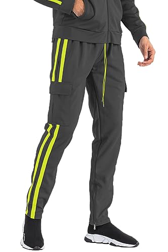 Amazon.com: WEIV GEAR Men's Track Pants – Casual Two Stripe Cargo