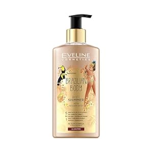 Eveline Cosmetics Brazilian Body Golden Shimmer Körperöl mit Argan-, Macadamia-, Mandel- und Moringaölen – 150ml | Vegane feuchtigkeitsspendende Formel für strahlende Haut