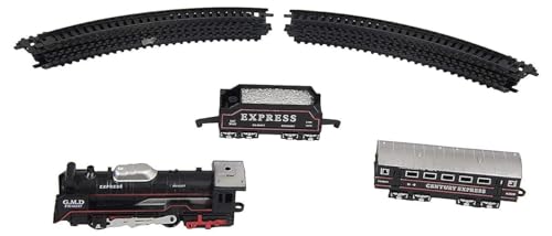Image of Braintastic Battery Operated Toy Train Set with Engine Locomotive Passenger Coach Cargo Car Track Pieces Headlight Railway Play Set for Kids 13 Pieces