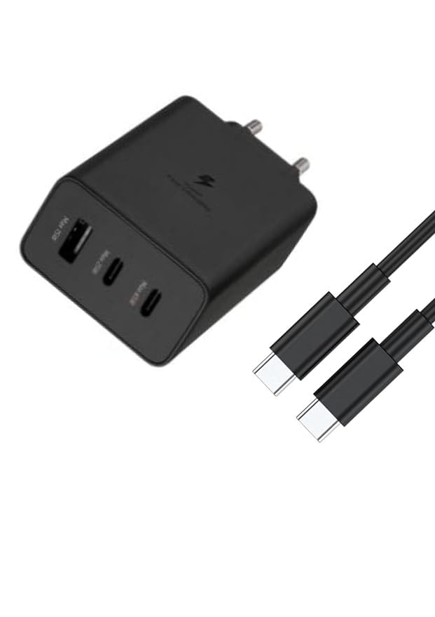 Image of Original 65W 3 Port Multi Port with SuperFast Charging Adapter with Type C Data Cable Compatible for Sam Sung S23 Ultra,S23 Plus,S23,S22 Ultra,S22 Plus,S22,S20FE,A72,A52,A32,F23(FIX255)