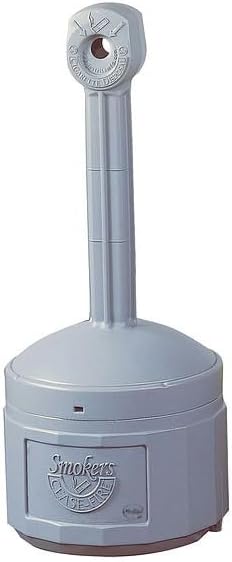 4 gal Smokers Cease-Fire Cigarette Receptacle, 38-1/2 in H x 16-1/2 in Dia, Pewter, Mfr: 26800-A