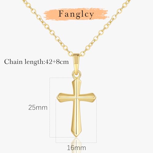 Cross Necklace for Women Gold Cross Necklaces for Women 14K Gold Crosses Pendant Necklaces for Womens Simple Lines Outline Elegant Shape Womens Crosses Chain Necklace2