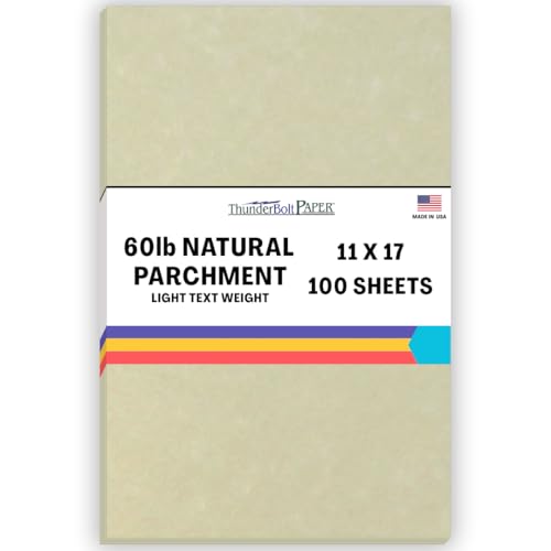 100 Natural Parchment 60# Text (=24# Bond) Paper Sheets - 11