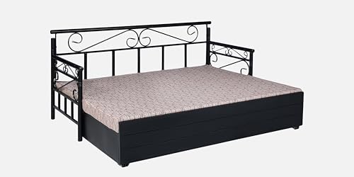 Image of 3 Seater Metal Sofa Cum Bed with Hydraulic Storage | Single Size Sofa Cuma Bed | 3 Seater Sofa Set, Metal Sofa Set for Living Room (Multi & Black, Queen Size (76 x 60))