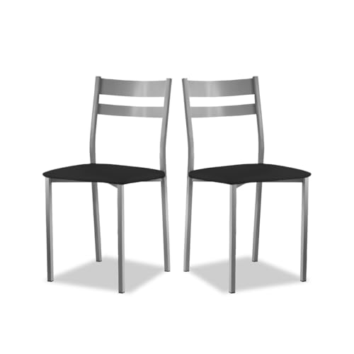 ASTIMESA Dos Sillas de Cocina Respaldo Franjas Negro
