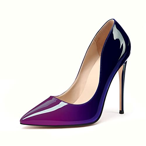 XINIUNIU High Heels for Women Pumps Gradient Patent Leather 4.7 inches/12CM Formal Sexy Fashion Stiletto Dress Wedding Shoes Pointed Toe2