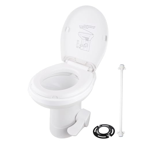 HeyJiaYu RV Toilet Gravity Flush Camper Toilet, 20' Height High Profile Travel Trailer Toilet for RV Foot Pedal, toilet for RVs, Trailers, and Outdoor Campers