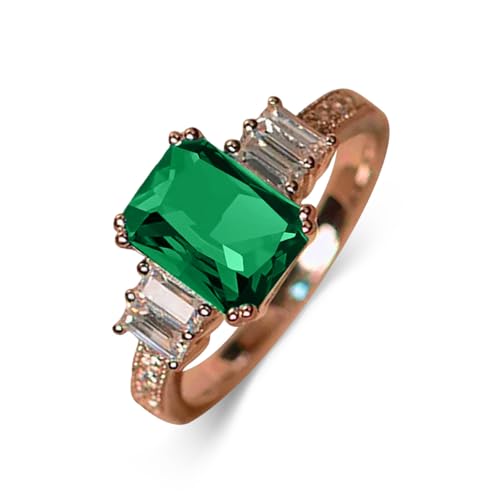 Birthstone Engagement Ring 925 Sterling Sliver 10 * 7mm Emerald Cut Birthstone Ring Jewelry Gift for Women Size 5-143