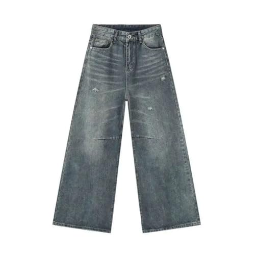 Men's American Style Denim Pants, Loose Straight, Casual Wide Leg Jeans, Summer 2025