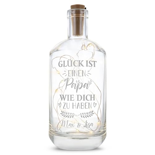 GRAVURZEILE Flaschenlicht mit Gravur - Personalisiert mit Name - Glück ist...