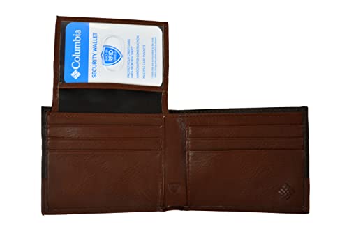 Columbia Men's 31CP220020 RFID Security Two Tone Blocking Bifold Built-in Shield Leather Wallet Brown4