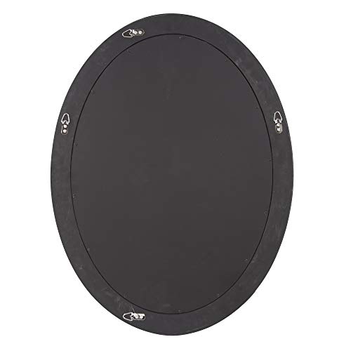 Image of Howard Elliott Queen Ann Oval Glossy Black Wall Mirror, Oval Bevelled Hanging Wood Framed Vanity Mirrors for Home Decor, Living Room, Bathroom, Bedroom, or Hallway, 25 x 33 Inch