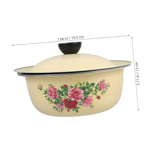 Tazón vintage de esmalte con tapa para mezclar y almacenar miniatura 2