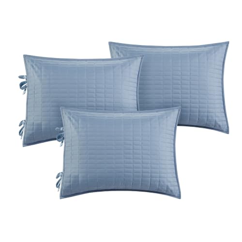 Image of Comfort Spaces Daybed Cover- Luxe Double Sided -Quilting, All Season Cozy Bedding with Bedskirt, Matching Shams, 75'x39' Blue 5 Piece