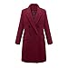 Grande taille manteau femme automne hiver manteau long manteau en laine, bordeaux, 4XL