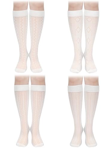 Chaussettes de fête de la bière Dirndl lot de 4 paires en dentelle blanche chic